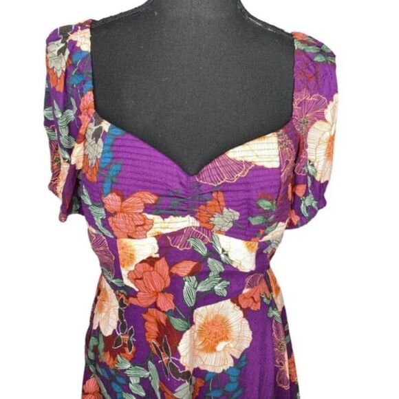 BOG - 🎉HPx2 🎉 BAND OF THE FREE - NWT Aimee Purple/Cream Floral Puff-Sleeve Mini - Picture 11 of 16